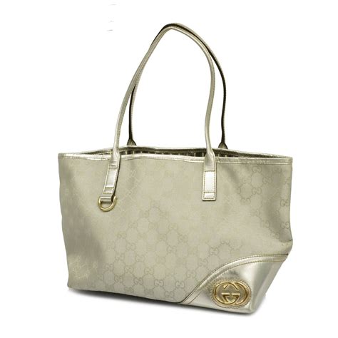 Gucci Auth Gucci tote bag 169946 GG canvas silver gold metal